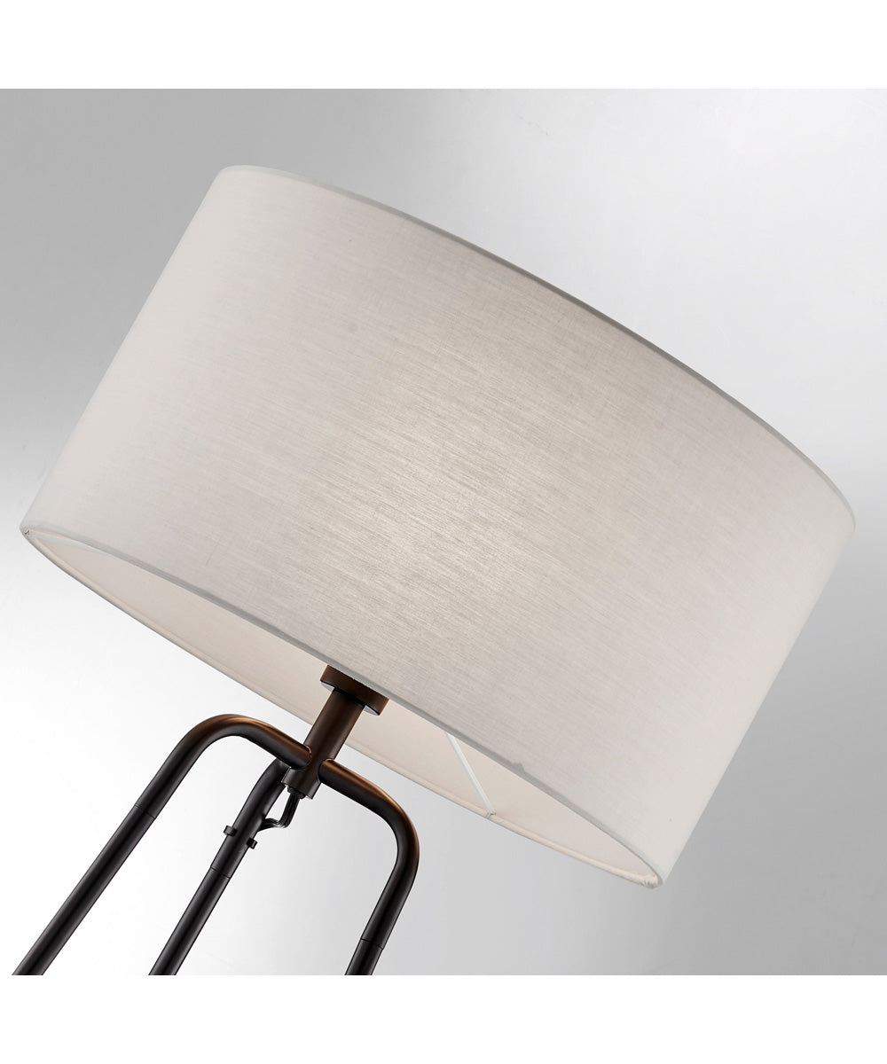 Patterson 1-Light Floor Lamp With Shelves Black/Grey Fabric Shade