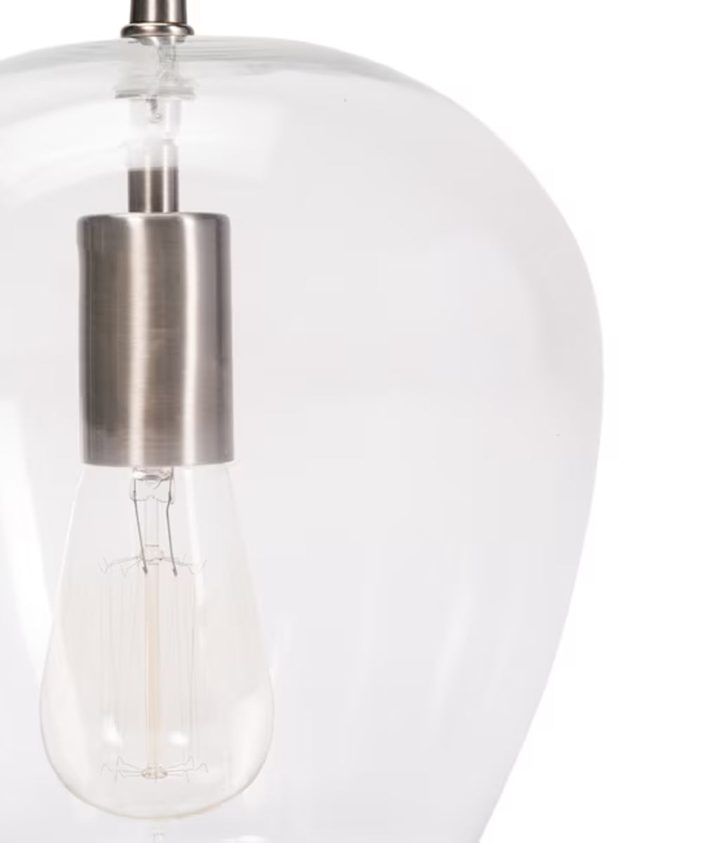 Allen + Roth 8"W 1-Light Bell Mini Pendant Light Fixture by Kichler Brushed Nickel with Clear Glass Shade Finish