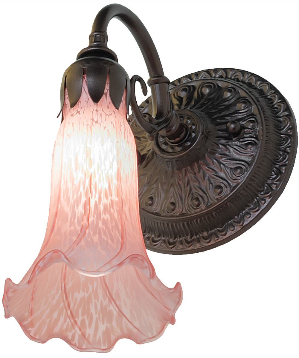 5.5" Wide Pink Tiffany Pond Lily Wall Sconce