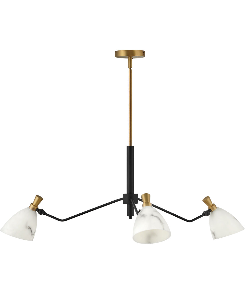 Sinclair 3-Light Medium Single Tier in Heritage Brass
