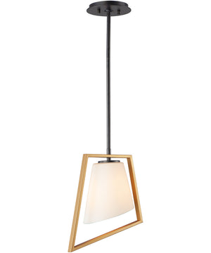12"W Oblique 1-Light Pendant Gold / Black