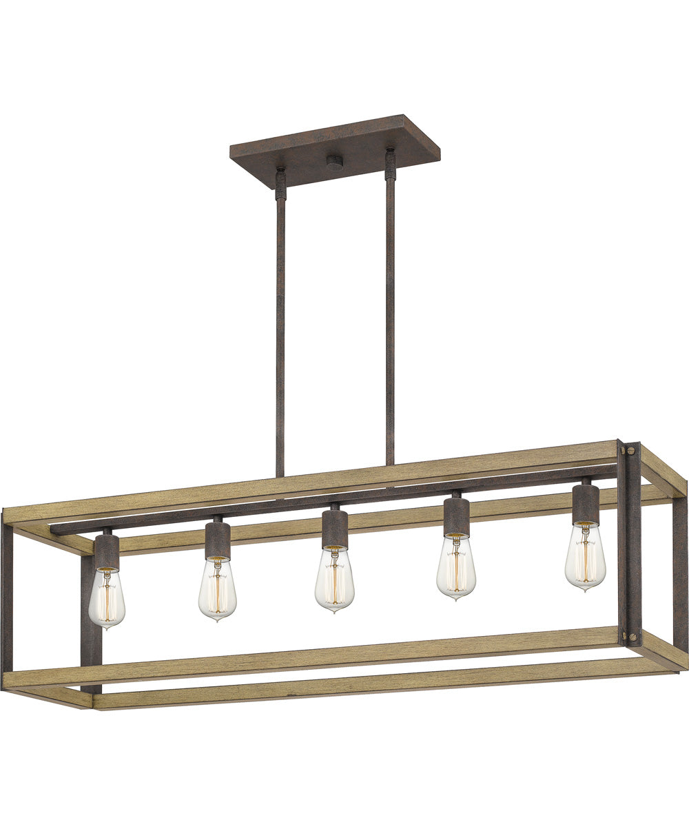 Finn 5-light Island Light Rustic Black