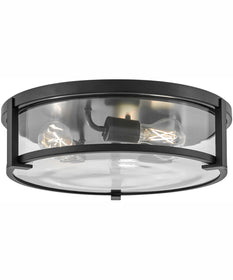 Lowell 3-Light Large Flush Mount in Black with Clear glass