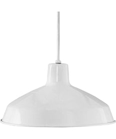 Metal Shade 1-Light Spun Metal Shade Farmhouse Pendant Light White