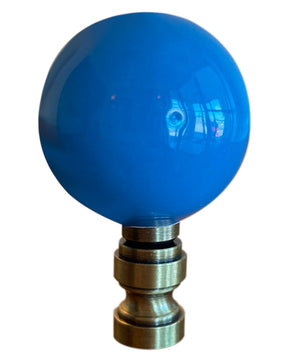 FREE GIFT | 2.5"H Ceramic Sky Blue Round Lamp Finial Antique Brass Base