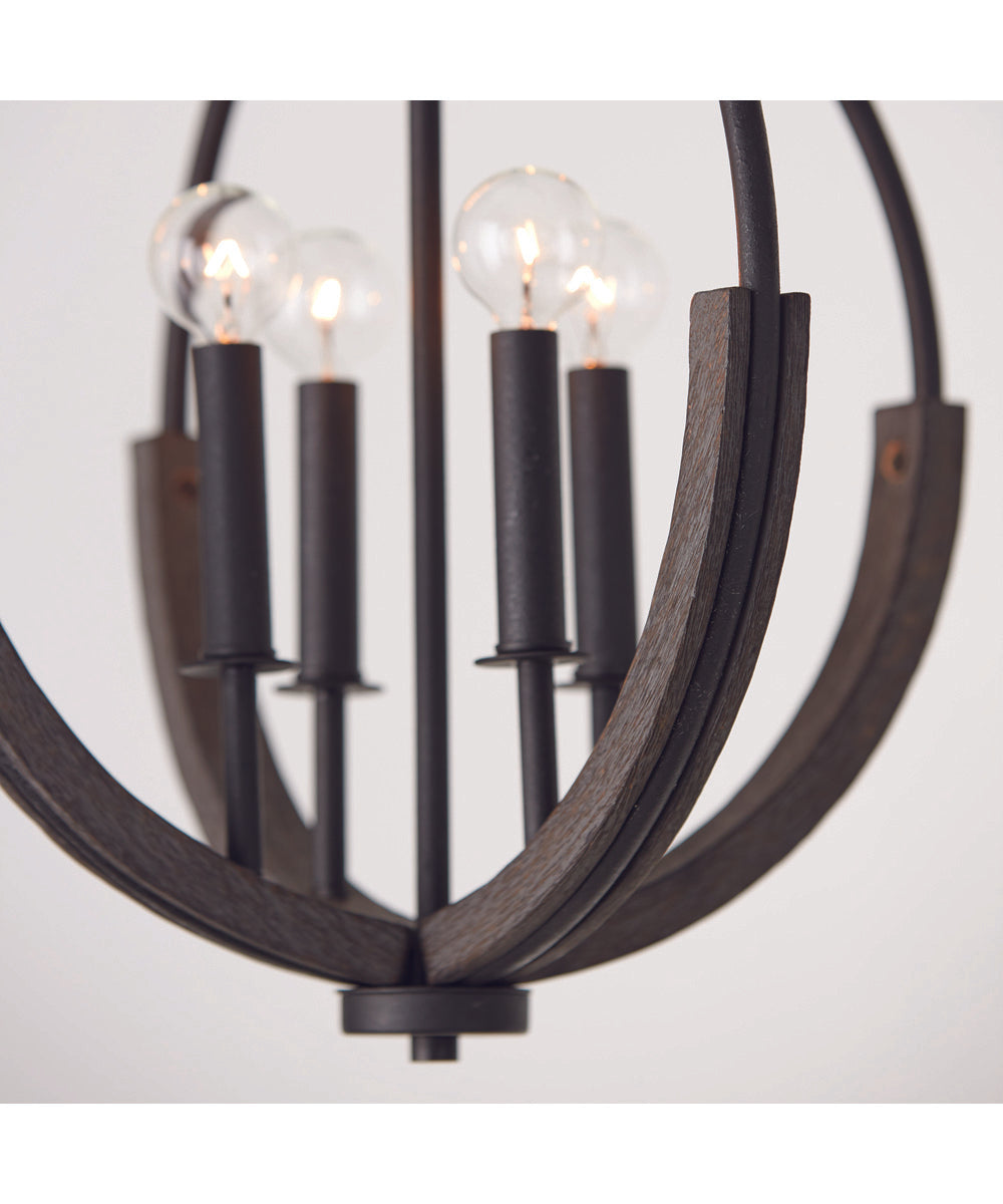 Clive 4-Light Pendant Carbon Grey and Black Iron
