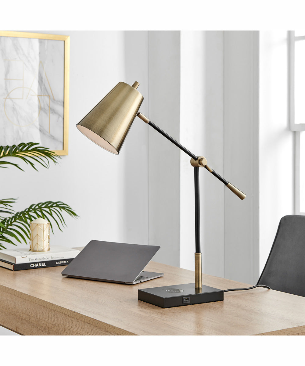 Salma 1-Light Table/Desk Lamp Antique Brass/Black