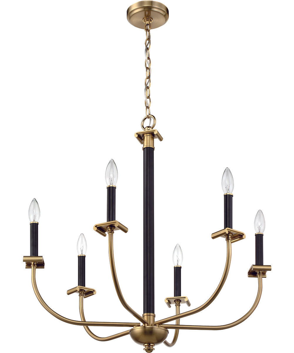 Stanza 6-Light Chandelier Flat Black/Satin Brass