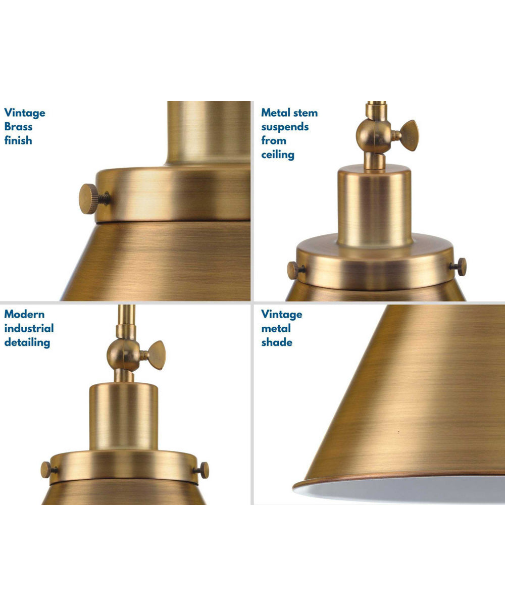 Hinton 1-Light Vintage Style Hanging Pendant Light Vintage Brass