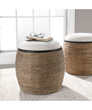 Island Straw Accent Stool