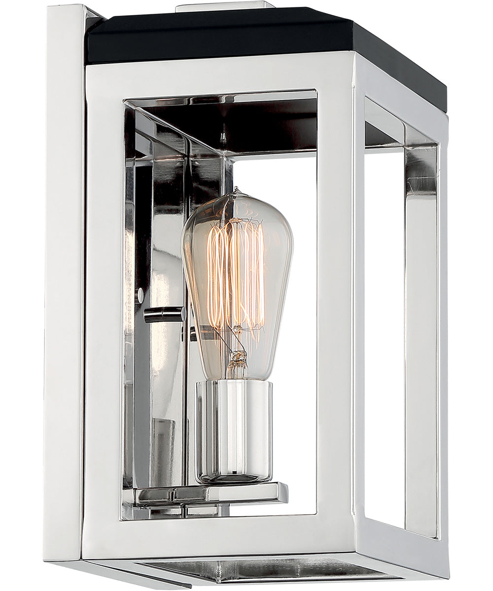 7"W Cakewalk 1-Light Vanity & Wall Polished Nickel / Black Accents