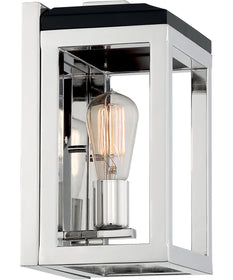 7"W Cakewalk 1-Light Vanity & Wall Polished Nickel / Black Accents