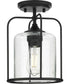 Watch Hill  1-Light Clear Seeded Glass Farmhouse Semi-Flush Light Textured Black