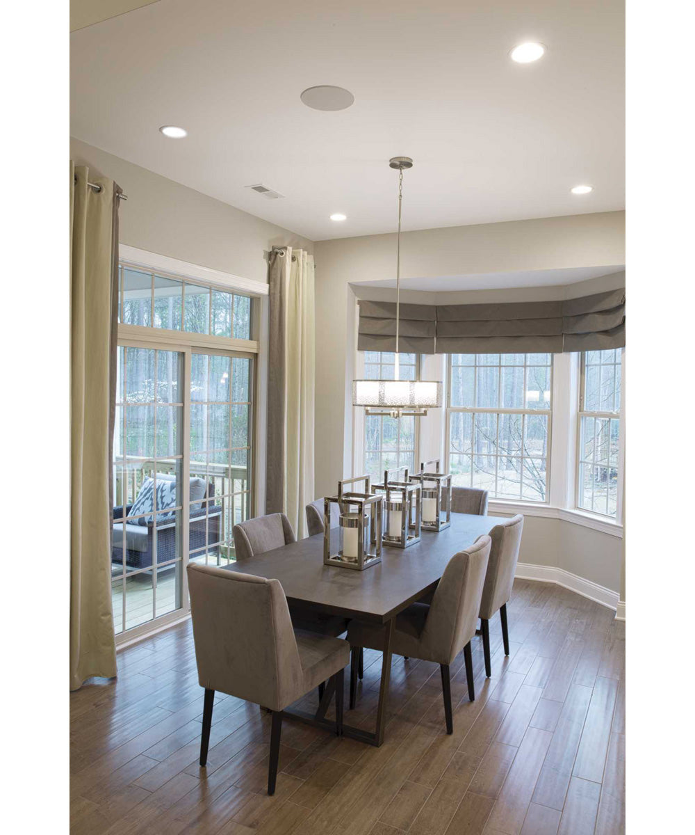 Mingle 4-Light Etched Parchment Glass Global Pendant Light Brushed Nickel