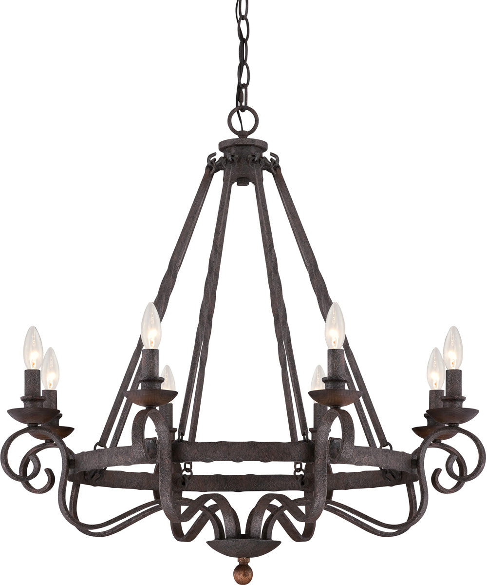 Noble 8-light Chandelier Rustic Black