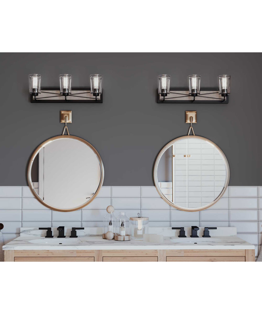 Briarwood 3-Light Clear Glass Coastal Bath Vanity Light Graphite