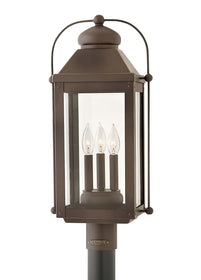 24"H Anchorage 3-Light Outdoor Pier Post Light in Light Oiled Bronze