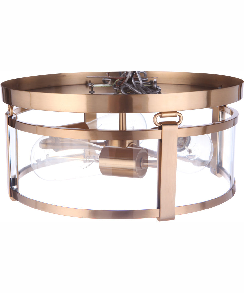 Elliot 3-Light Flush Mount Satin Brass