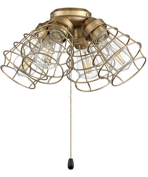4 Light Fitter and Glass 4-Light LED Fan Light Kit Satin Brass
