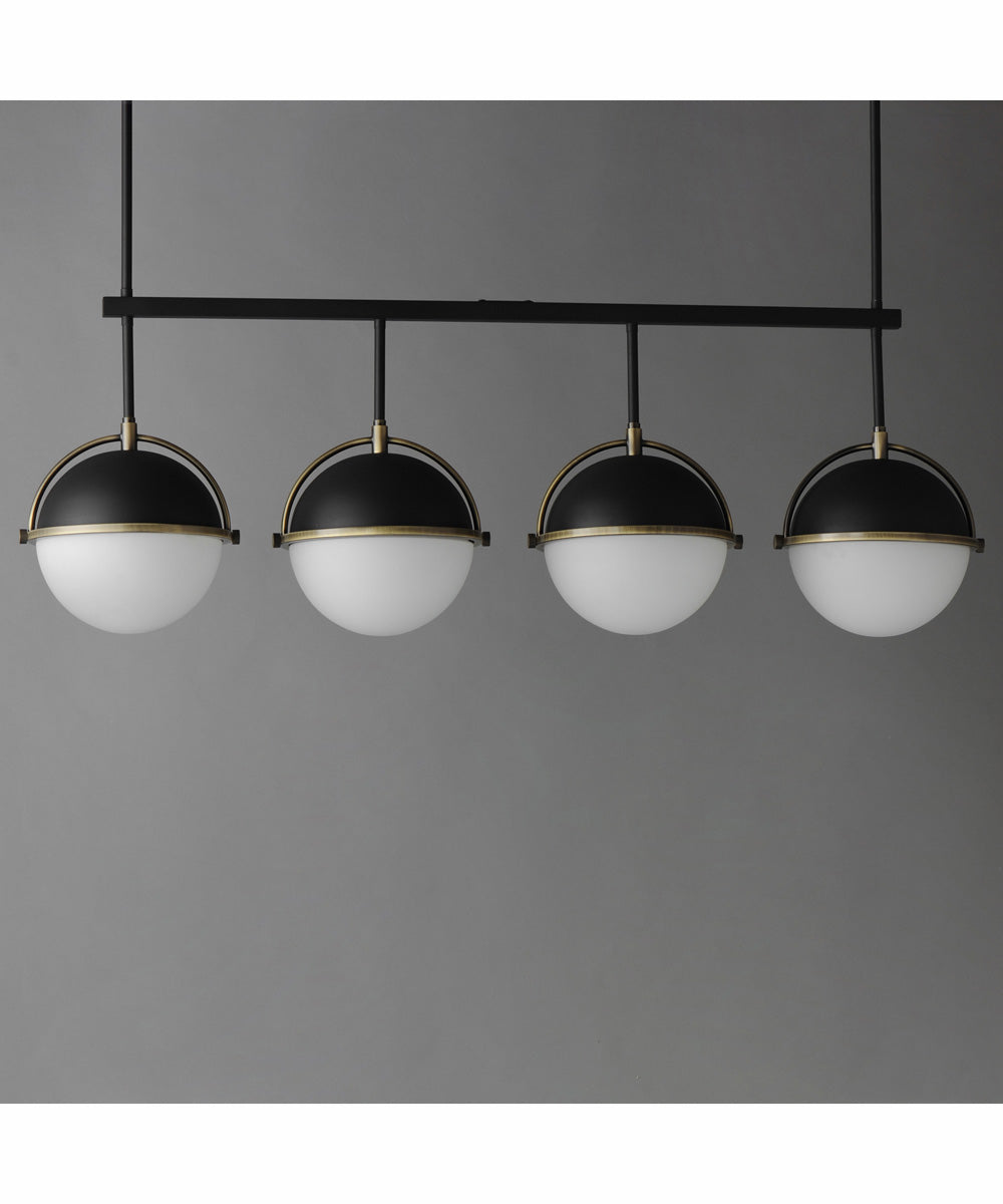 Duke 4-Light Linear Pendant Black/Weathered Brass