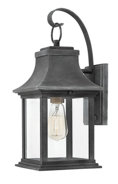 17"H Adair 1-Light Small Outdoor Wall Light in Aged Zinc