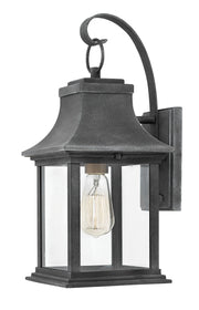 17"H Adair 1-Light Small Outdoor Wall Light in Aged Zinc