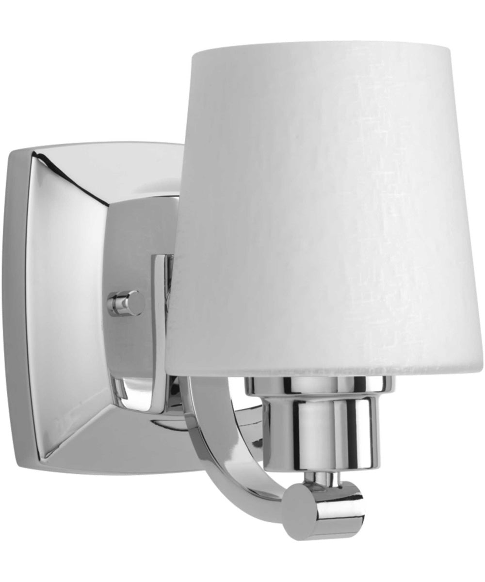 Glance 1-Light Etched White Linen Glass Farmhouse Bath Vanity Light Polished Chrome