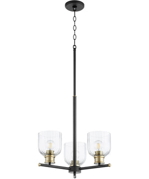 Monarch 3-light Chandelier Noir w/ Aged Brass