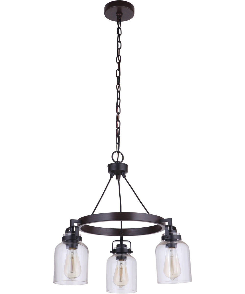 Foxwood 3-Light Chandelier Flat Black with Dark Teak