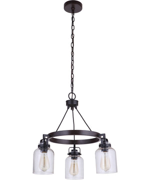 Foxwood 3-Light Chandelier Flat Black with Dark Teak