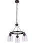 Foxwood 3-Light Chandelier Flat Black with Dark Teak