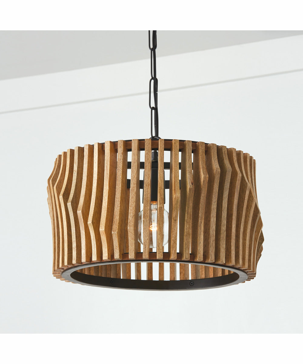 Archer 1-Light Semi-Flush Light Wood and Matte Black