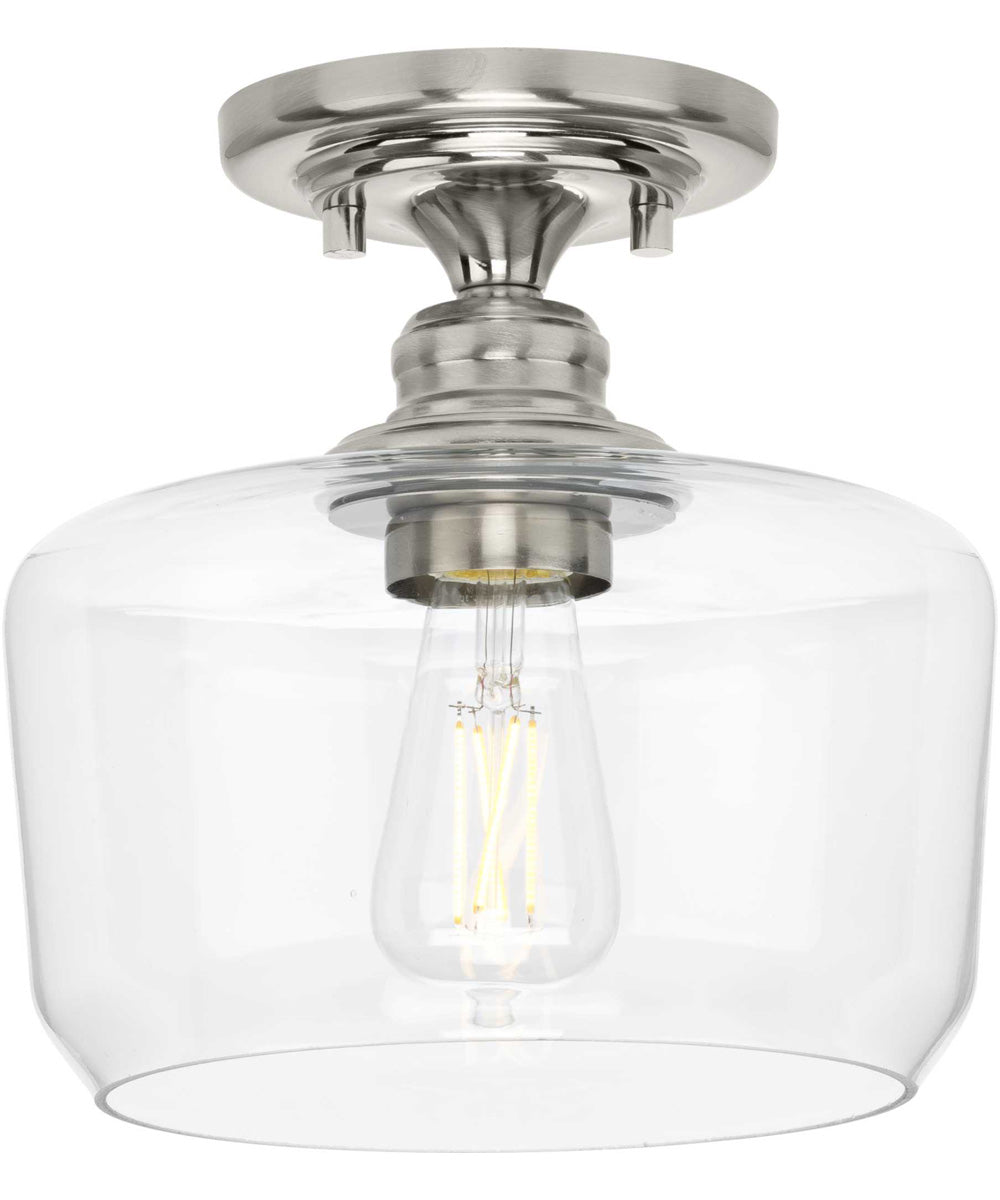 Aiken  1-Light Clear Glass Farmhouse Flush Mount Light Brushed Nickel