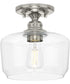 Aiken  1-Light Clear Glass Farmhouse Flush Mount Light Brushed Nickel