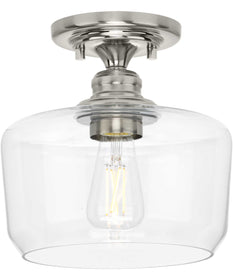 Aiken  1-Light Clear Glass Farmhouse Flush Mount Light Brushed Nickel