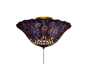 16"W Tiffany Peacock Feather Flushmount