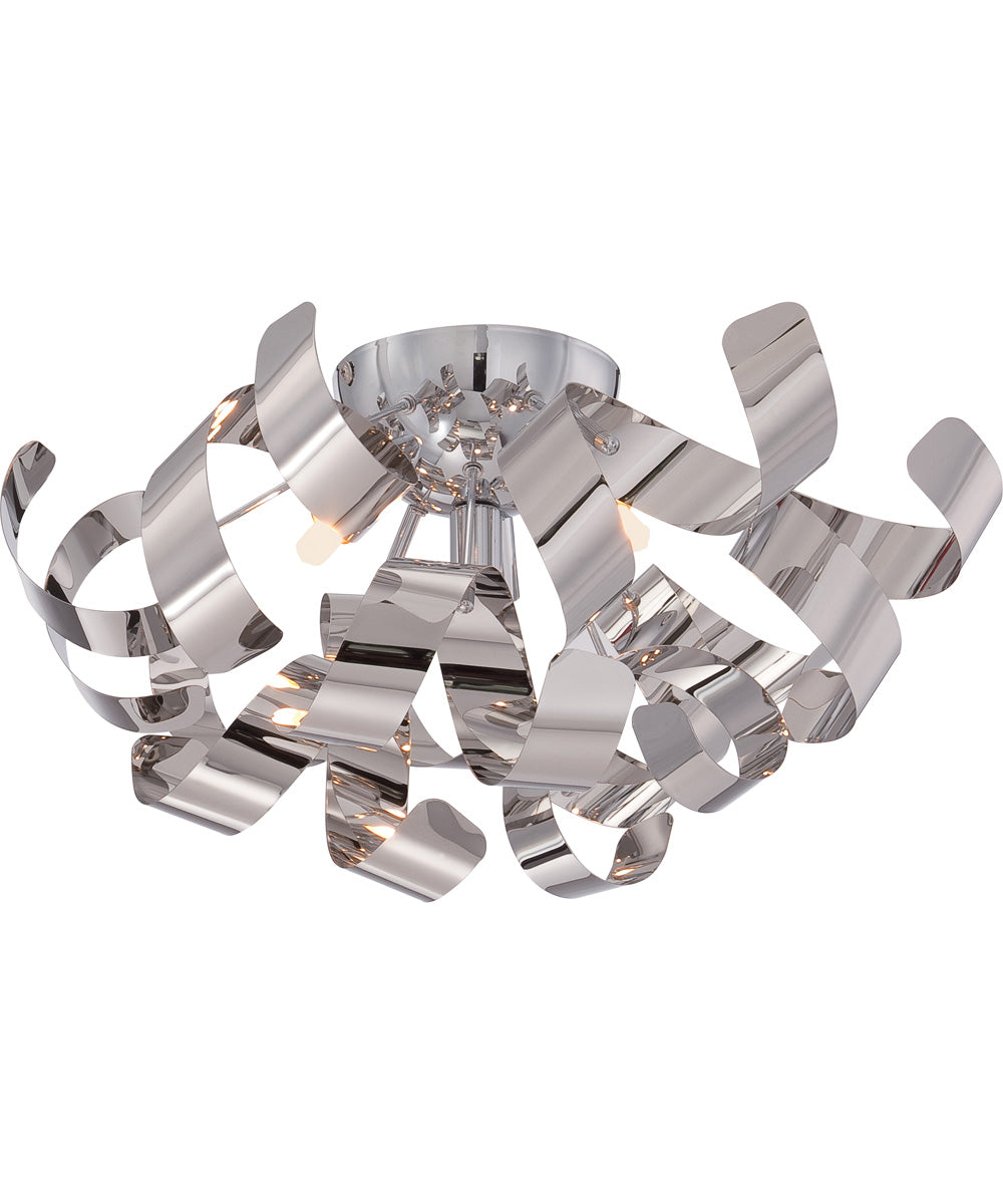 Ribbons Large 4-light Flush Mount Polished Chrome