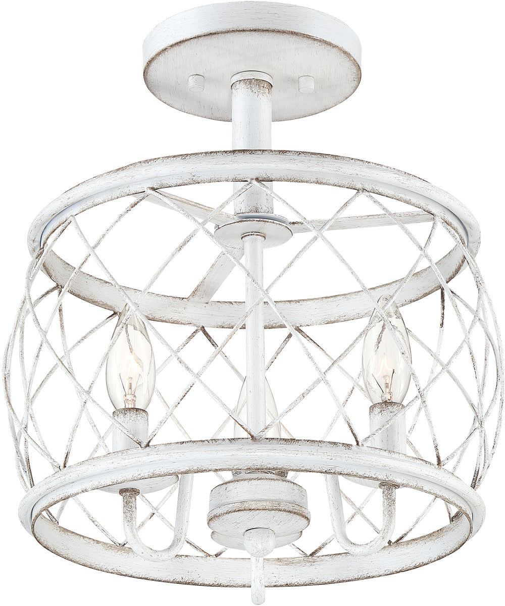 Dury Small 3-light Semi Flush Mount Antique White