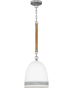 Nash 1-Light Small Pendant in Antique Nickel with Grey Stripe