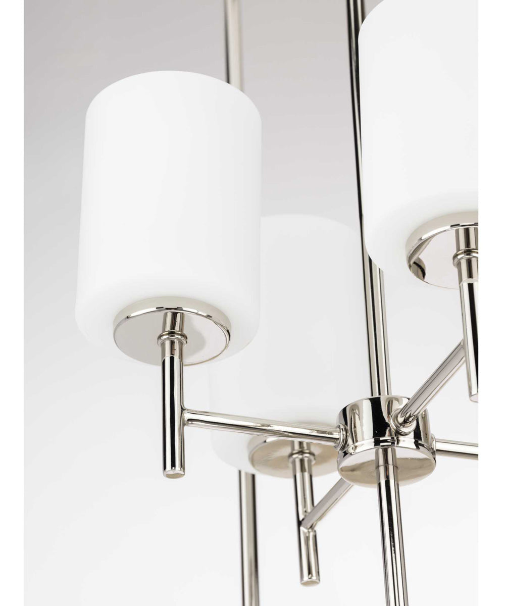 Replay 4-Light Etched White Glass Modern Pendant Light Polished Nickel