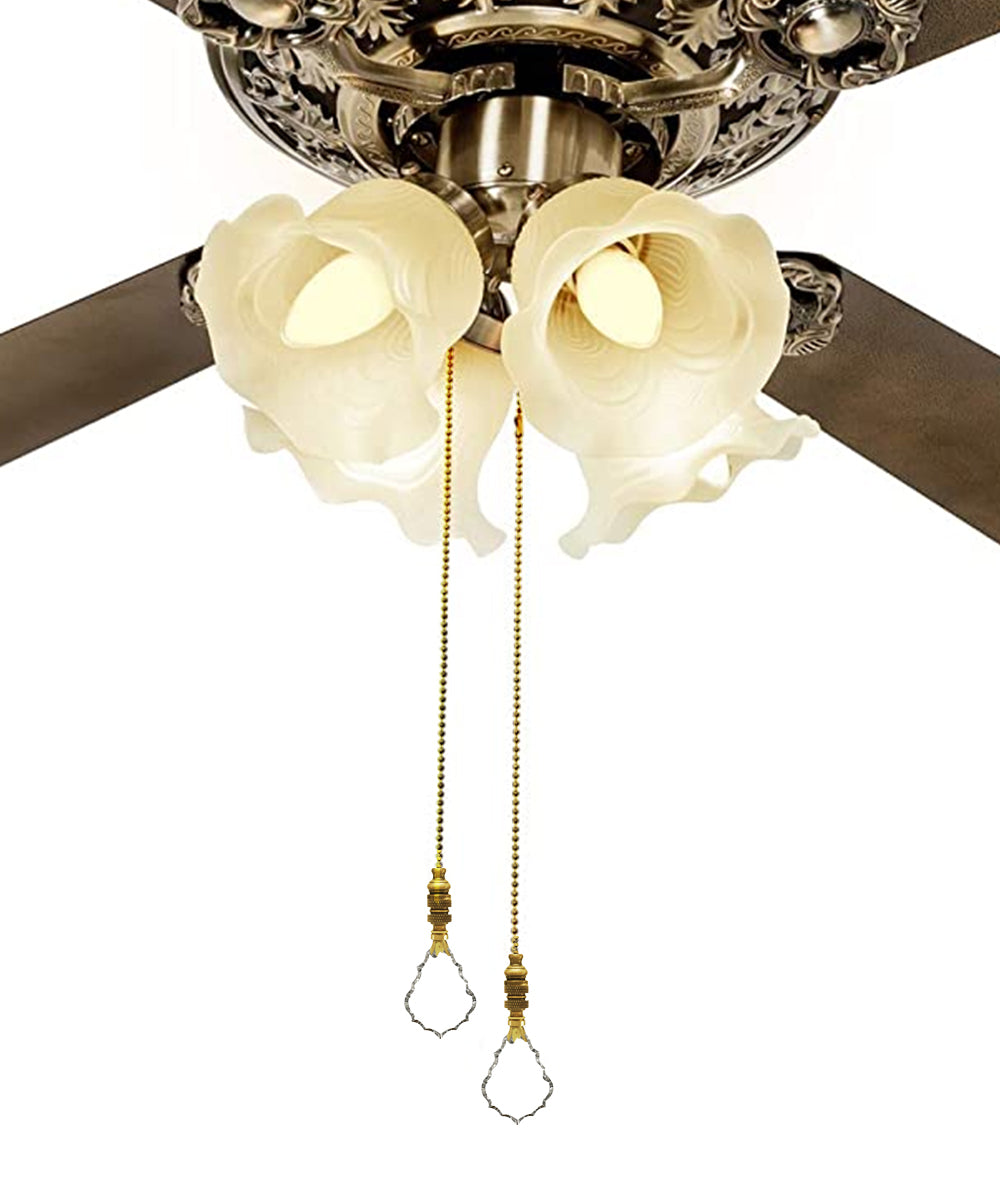 Crystal Gothic Cross Ceiling Fan Pull, 2.38"h with 12" Polished Brass Chain