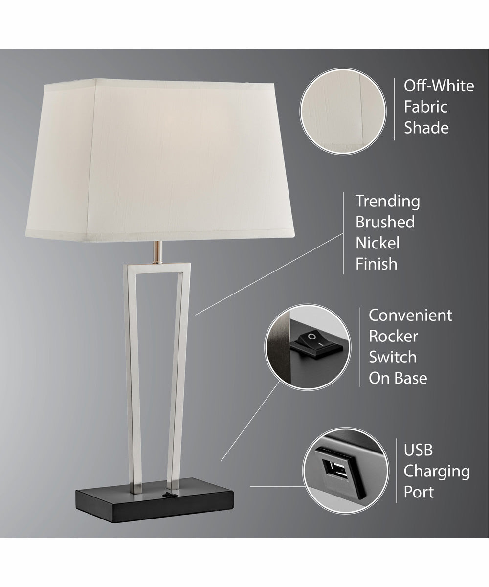 Sonnagh 2-Light 2 Pack-Table Lamp Brushed Nickel/Black/Fabric Shade With Usb