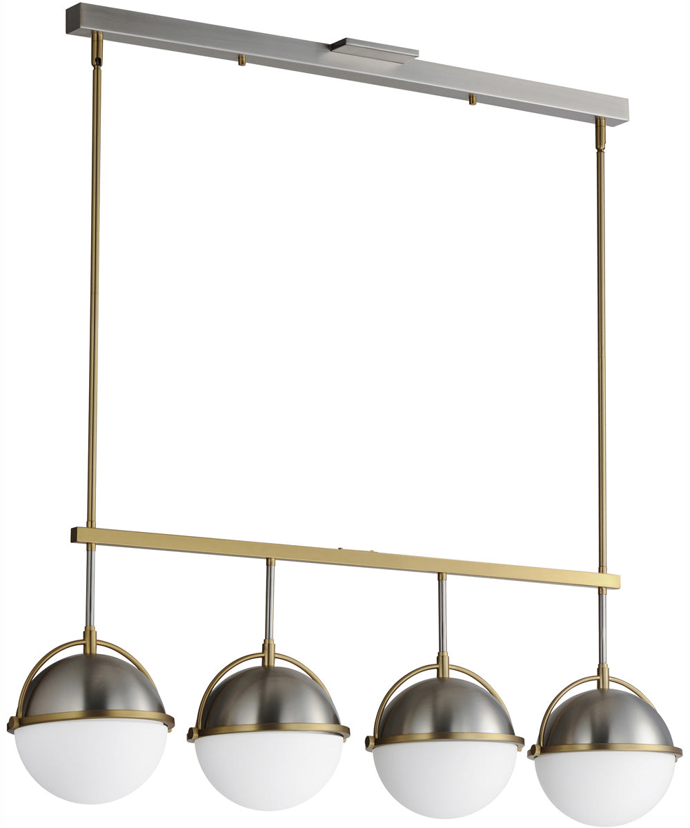 Duke 4-Light Linear Pendant Satin Nickel / Satin Brass