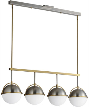 Duke 4-Light Linear Pendant Satin Nickel / Satin Brass