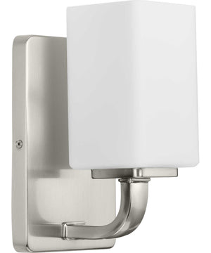 Cowan 1-Light Modern Etched Opal Glass Bath Vanity Light Brushed Nickel