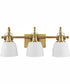 Presto 3-Light Coastal Bath Vanity Light Vintage Brass