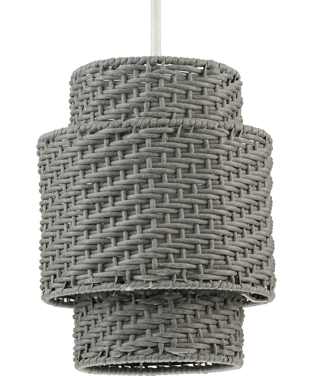 Manteo 1-Light with Weathered Grey Rattan Indoor/Outdoor Hanging Pendant Light Cottage White