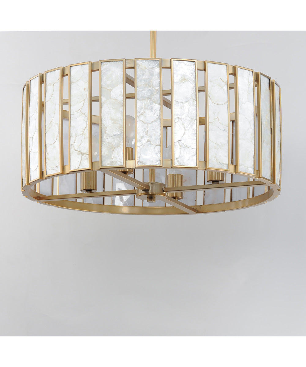 Miramar 4-Light Pendant Capiz / Natural Aged Brass