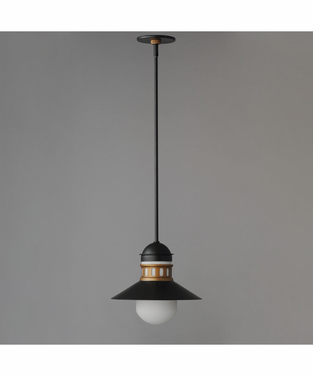 Admiralty 1-Light Outdoor Pendant Black / Antique Brass