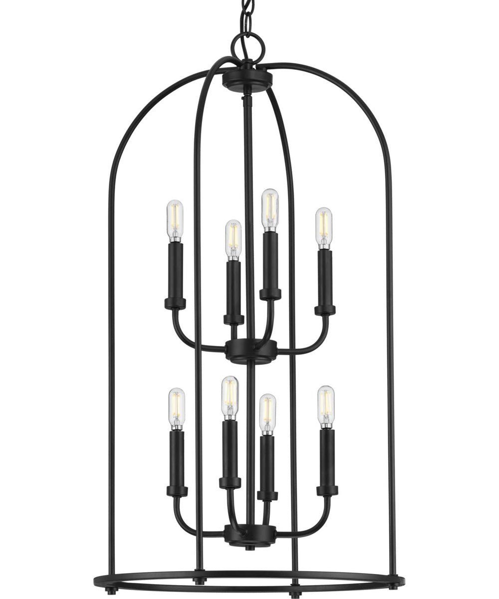 Leyden 8-Light Farmhouse Style Foyer Pendant Light Matte Black